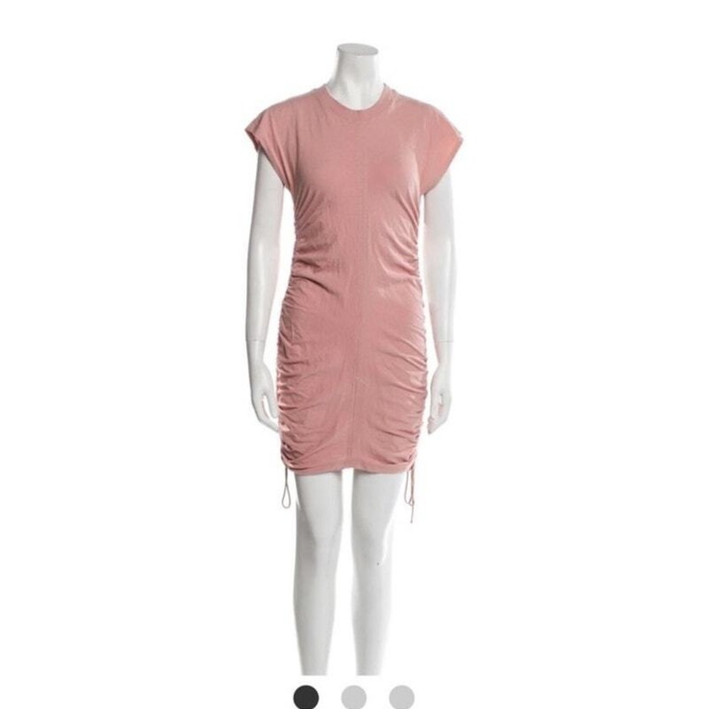 T Alexander Wang‎ Pink Ruched Drawstring T Shirt Crew Neck Mini Dress Bodycon XS